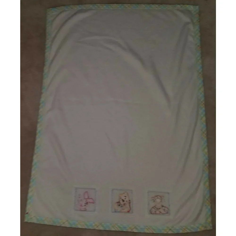 Disney Winnie Pooh Baby Blanket Lovey Tigger Piglet Plaid Trim
